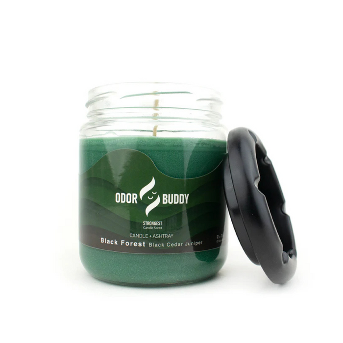 Odor Buddy Candle and Ashtray 12oz Black Forest