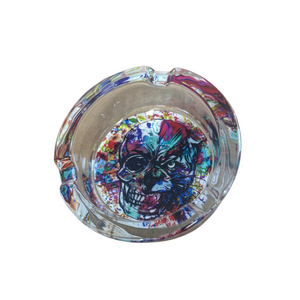 Glass Ashtray Mexican Sugar Skull Design