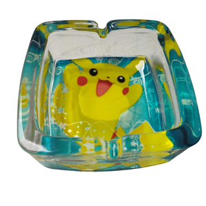 Fashion Pokemon Yellow Pikachu Thick Square Glass Ashtray 6ct