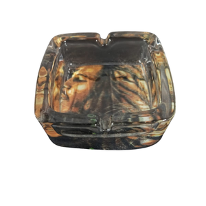 Fashion Bob Marley Singing w/Dreads Thick Square Glass Ashtray 6ct