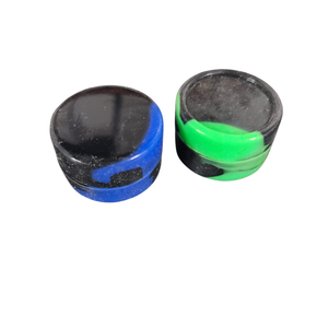 Round Silicone Jars Assorted Colors (GRN/BLK & BLUE/BLK)