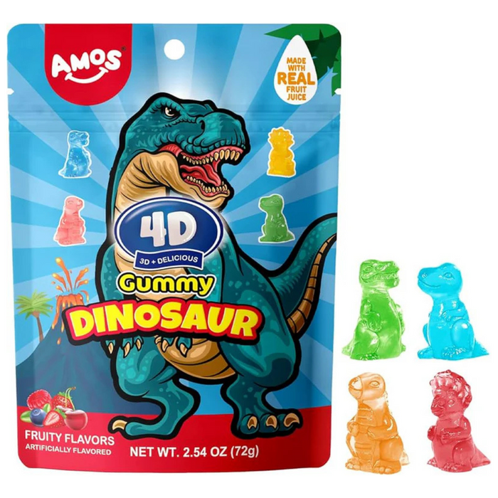 Amos 4D Gummies Dinosaurs 7oz