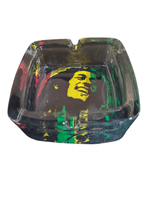 Fashion Bob Marley Rasta Smiling Thick Square Glass Ashtray