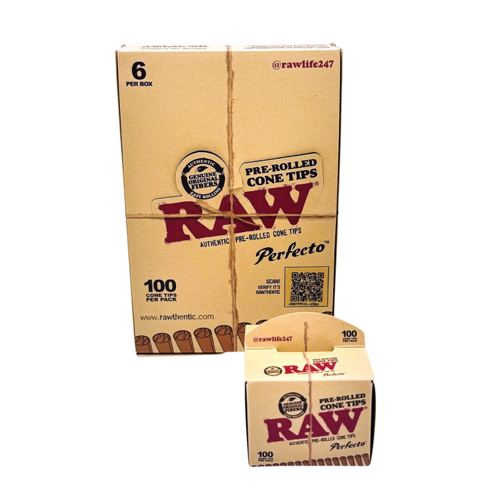 Raw Pre- Rolled Perfecto Cone Tips 100Ct 6/Display