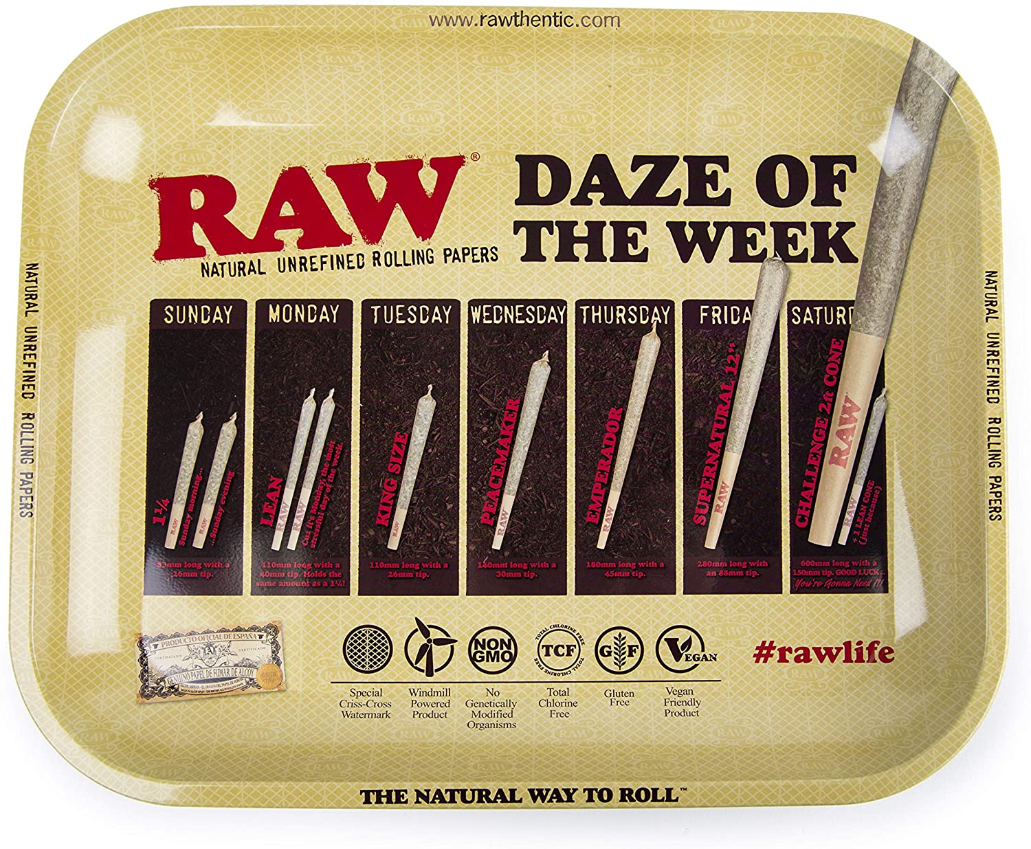 RAW DAZE OF THE WEEK METAL ROLLING TRAY – Green Caviar Club