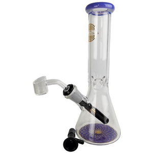 ON POINT GLASS - GEOMETRIC FLORAL BASE BEAKER WATER PIPE / RIG - WITH 14M BOWL | 9.5 INCH