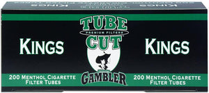 GAMBLER TUBE CUT CIGARETTE FILTER TUBES 5 CARTONS OF 200 MENTHOL KING SIZE