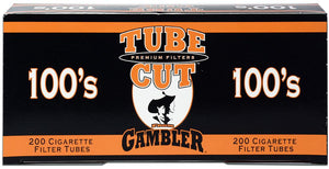 GAMBLER TUBE CUT CIGARETTE FILTER TUBES 5 CARTONS OF 200 RED (FULL FLAVOR) 100MM