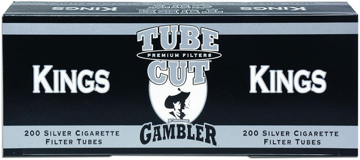 GAMBLER TUBE CUT CIGARETTE FILTER TUBES 5 CARTONS OF 200 SILVER (ULTRA LIGHT) KING SIZE