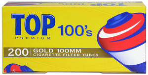 TOP PREMIUM CIGARETTE FILTER TUBES (1000 TUBES) GOLD (LIGHT) 100MM