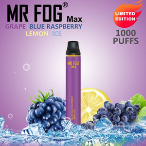 MR FOG MAX DISPOSABLE VAPE PEN GRAPE BLUE RASPBERRY LEMON ICE