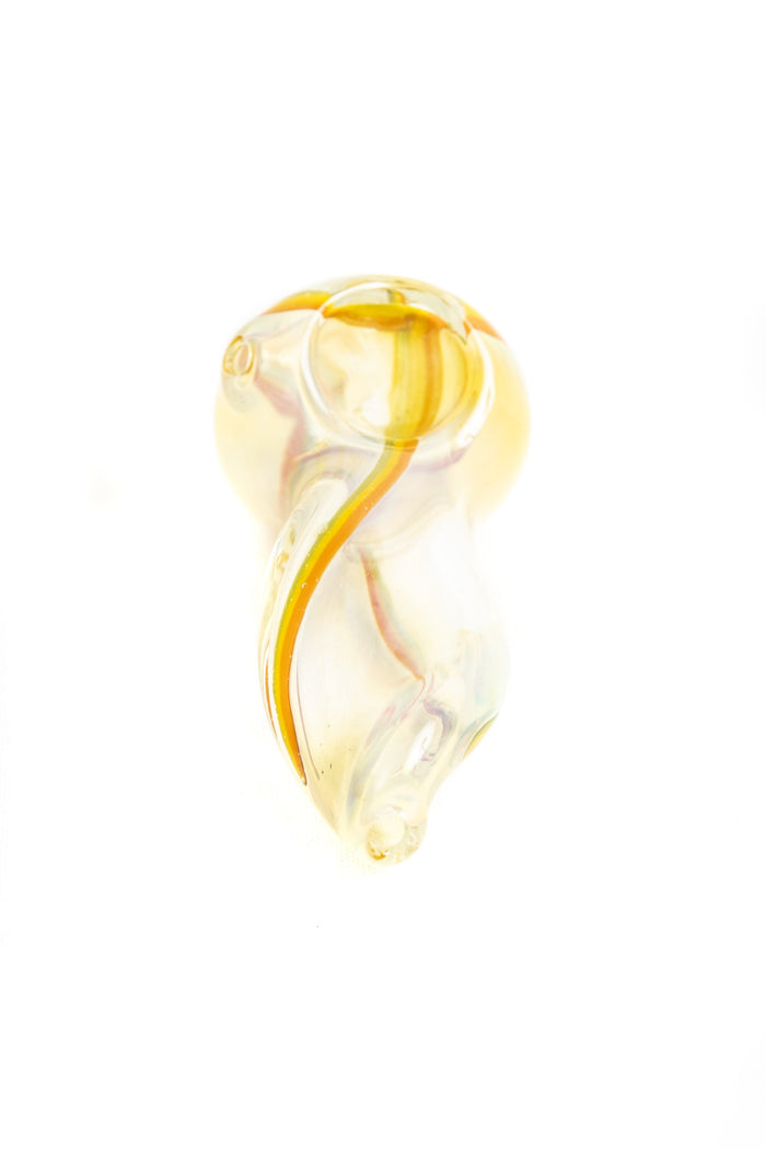 TWISTED BODY SLIVER FUMED COLORED LINES SPOON HAND PIPE | 2.5 INCH