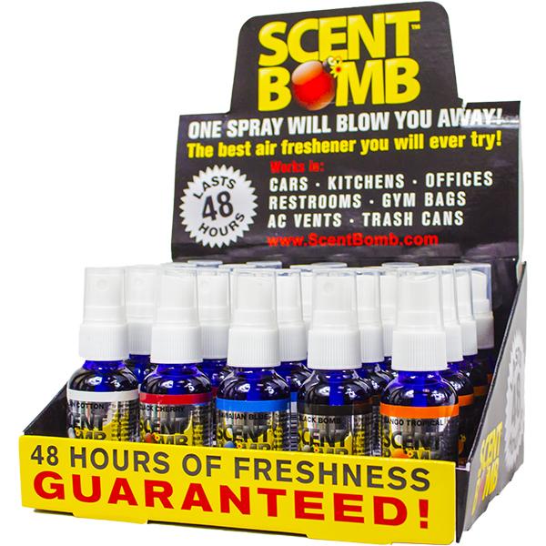 SCENT BOMB AIR FRESHENER 1 OZ SPRAY BOTTLE (FULL BOX OF 20 BOTTLES